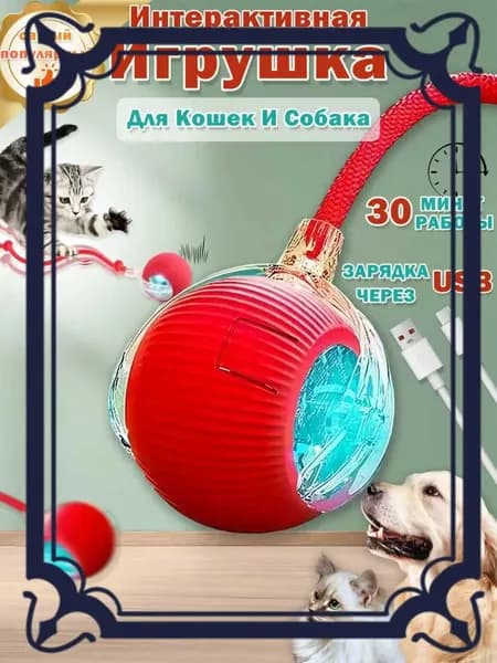Умный мячик для кошек,игрушки для котят,Зарядка через USB,красный,для собак и кошек