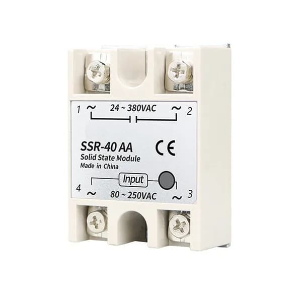 Модуль Твердотельного Реле SSR-40AA 40A Однофазный 80-250VAC Вход 24-380VAC Выход Для PID Контроллеров Температуры