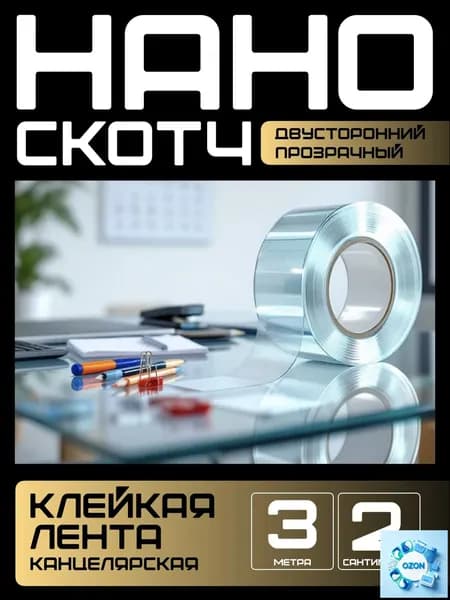Клейкая лента канцелярская 20 мм x 3 м, 2 шт.