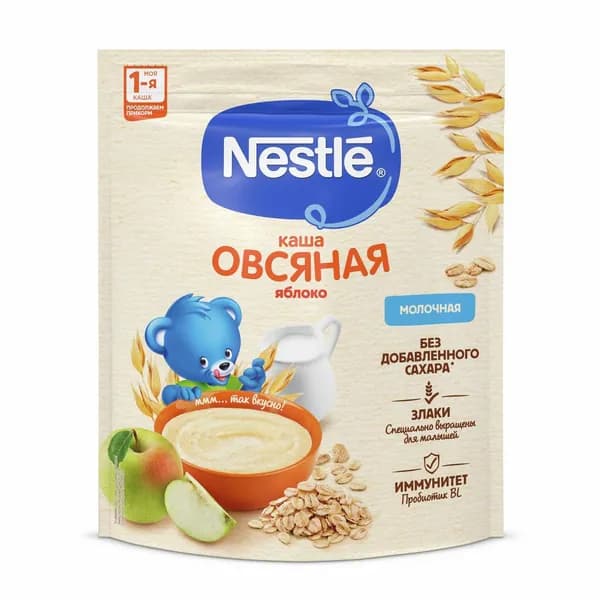 Каша молочная детская Nestle Овсяная Яблоко с 5 месяцев, 200г