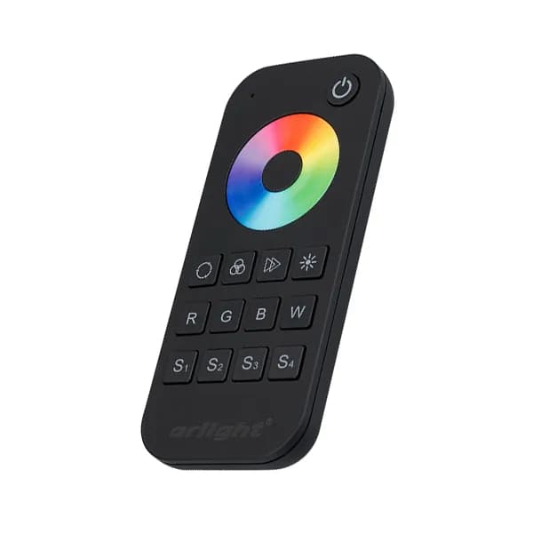 Пульт управления многоцветной RGB/RGBW подсветкой SMART-R28-RGBW Black (1 зона, 2.4G) (Arlight, IP20 Пластик, 5 лет)