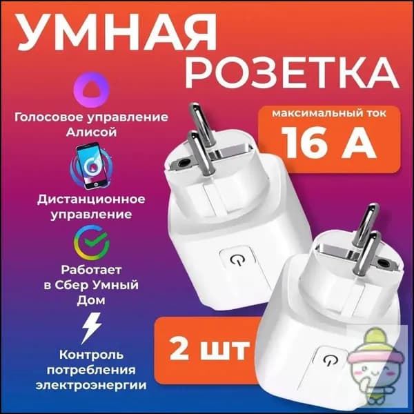 Умная розетка 16A комплект 2 штуки