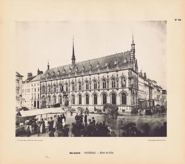 Бельгия. Город Кортрейк. Ратуша. Антикварная фототипия. Берлин, 1896 г.
