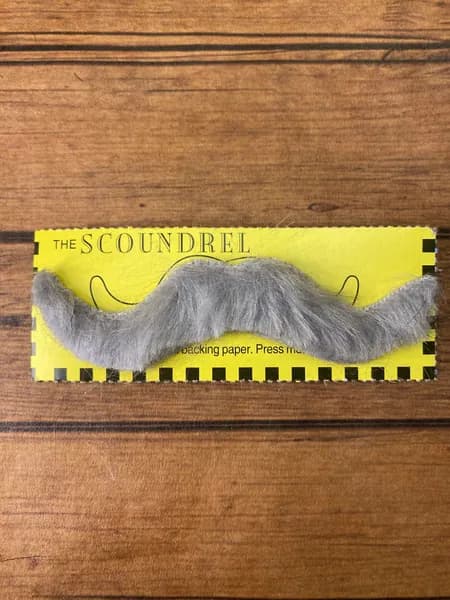 Накладные усы для маскарада Scoundrel, серые, средние (8,2x2,4 см) с запасной клейкой лентой