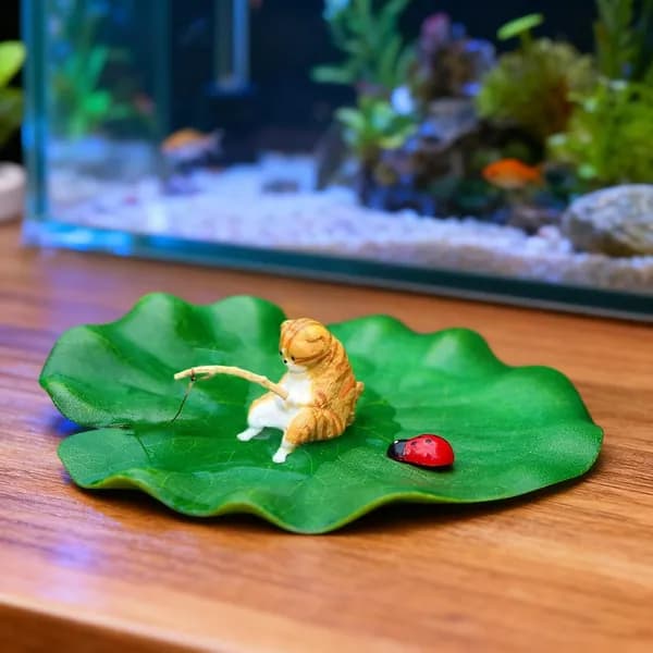 кот рыбак аквариум украшение,1 шт