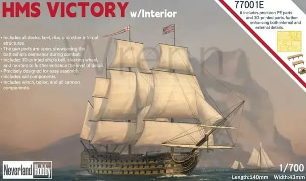 Neverland Hobby N77001E 1/700 HMS Victory, внутренняя "элитная версия" модели корабля Kit