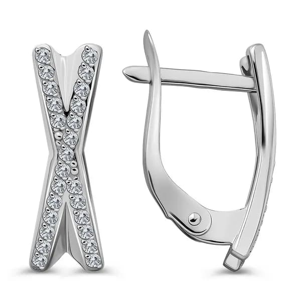 Серьги женские с фианитами серебро 925 пробы 585GOLD