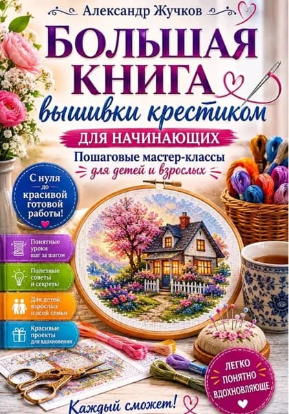 Большая книга вышивки крестиком для начинающих. Пошаговые мастер-классы для детей и взрослых | Жучков Александр | Электронная книга