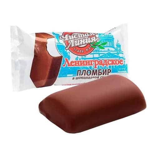Мороженое Чистая линия Ленинградское пломбир ванильный в шоколадной глазури 80г