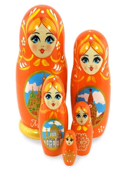 Эксклюзивная деревянная матрешка Москва, 5 мест, 10,5 см