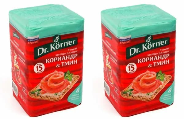 Dr. Korner Хлебцы Ржаные, с кориандром и тмином, 100 гр, 2 уп