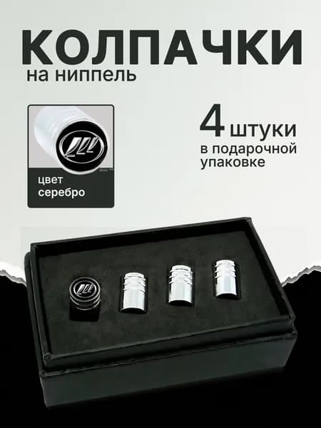 Колпачки шестигранные на ниппель "Lifan" (Лифан). Нержавеющий металл. В черном цвете. Подарочная упаковка, комплект из 4 штук.