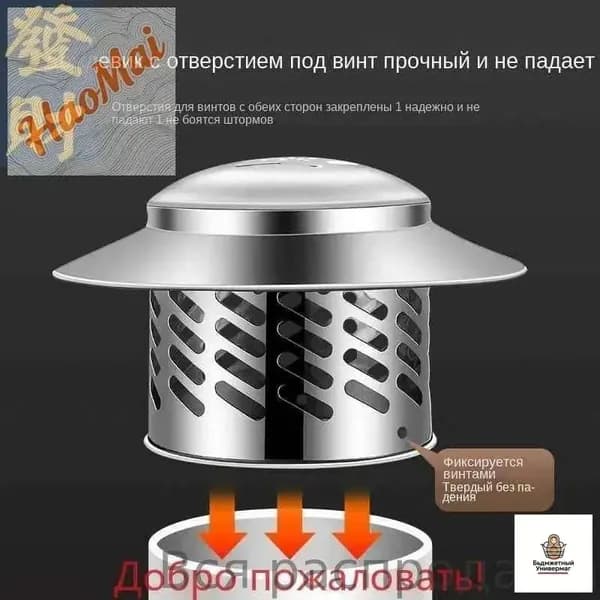 Защитный колпак из нержавеющей стали 304 для труб 110 мм, ветроустойчивый