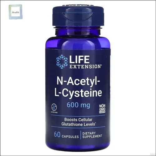 NAC aцетилцистеин Life Extension N-Acetyl-L-Cysteine 600 мг для регуляции процесса детоксикации 60 капсул-ZCM