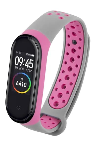 Ремешок для фитнес-браслета двухцветный Xiaomi Mi Band 4/ Mi Band 3, серый с розовым