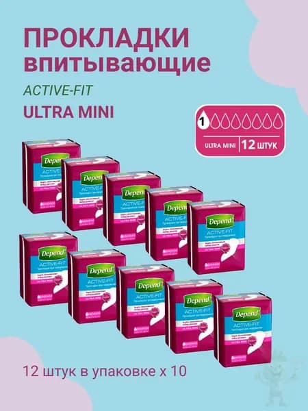 Прокладки при недержании Depend Ultra Mini 12шт