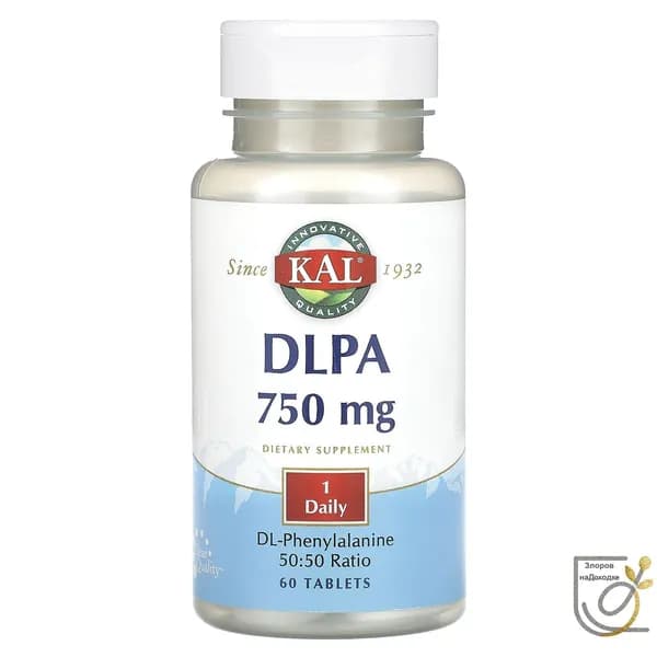 , DLPA (DL-фенилаланин), 750 мг, 60 таблеток