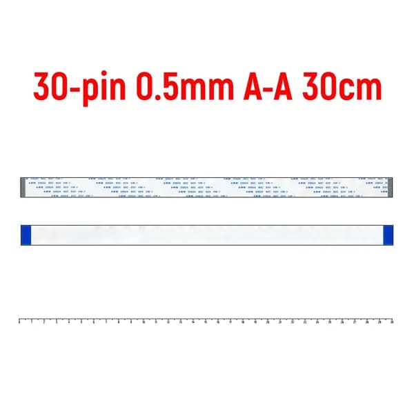 Шлейф FFC 30-pin Шаг 0.5mm Длина 30cm Прямой A-A AWM 20624 80C 60V VW-1