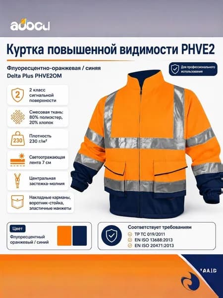 Куртка рабочая повышенной видимости Delta Plus, оранжевый/темн-синий