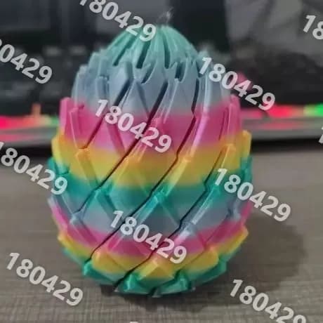 Набор антистресс-игрушки в виде драконьего яйца из 1 предмета: 3D-печать, текстура чешуи, поворотный механизм радужный, малый (5 см)