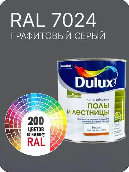 Краска для пола и лестниц цвет графитовый серый Ral 7024 0.8 л.