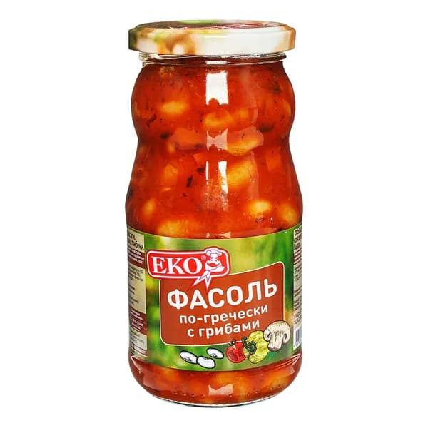 Фасоль ЕКО По-гречески с грибами 510 г