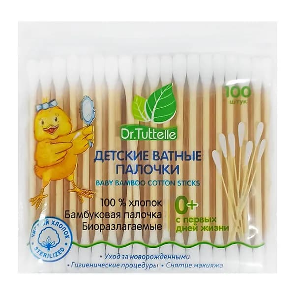 Ватные палочки Dr.Tuttelle детские коническая намотка 100шт