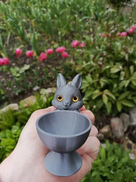 Подставка под яйцо "Кролик" фигурка держатель, 3D печать из PETG пластика, пасхальный декор стола