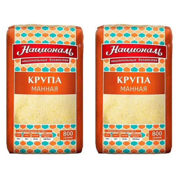 Националь Крупа Манная, 800 гр, 2 шт /