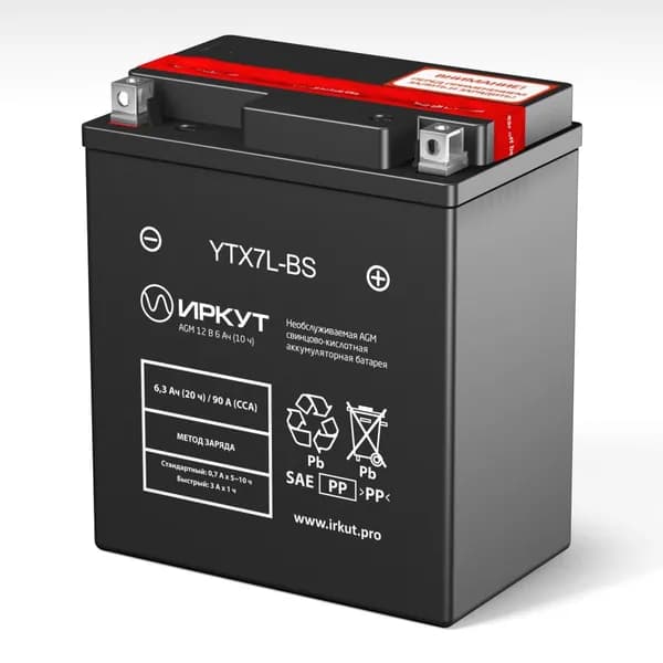 Мото аккумулятор ИРКУТ YTX7L-BS