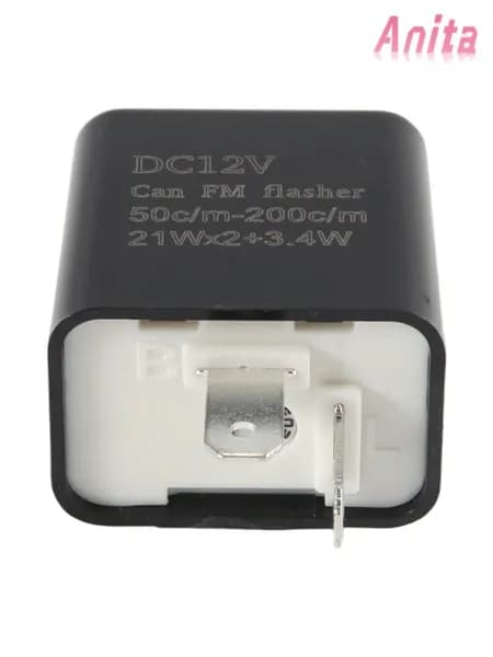 Регулируемое реле поворотов 12V для мотоцикла, 2-контактное и водонепроницаемое / с регулировкой частоты 50-200 вспышек/мин, совместимо с "LED" лампами.