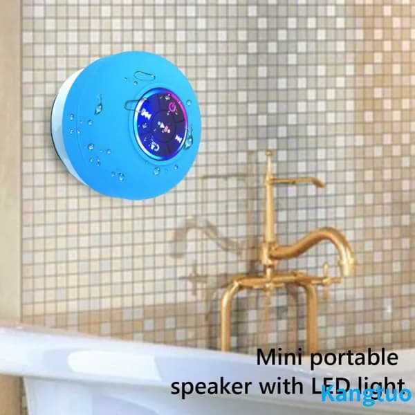 Водонепроницаемая Bluetooth-колонка с LED-подсветкой и присоской для ванной
