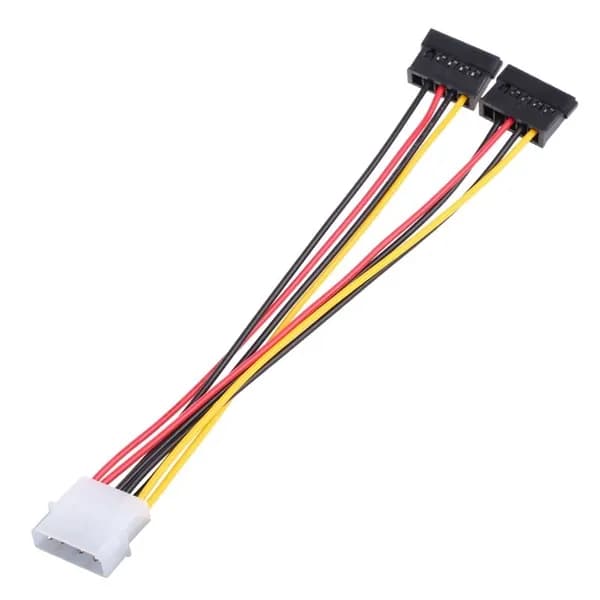Сетевой кабель питания Molex 4pin/SATA 15-pin, черный матовый, красный