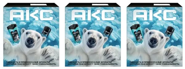 AXE Подарочный набор Айс Чилл, део-карандаш 50 мл + гель для душа и шампунь 2в1, 250 мл, 3 уп