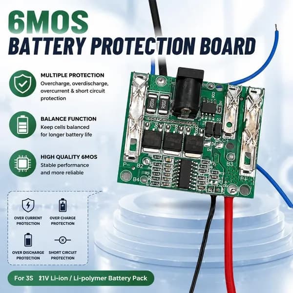 21V 3/6/8MOS Плата защиты литиевого аккумулятора BMS для электроинструмента, контроллер заряда батареи шуруповерта