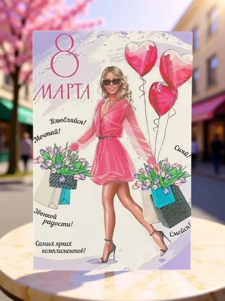 Открытка №6 "С Праздником 8 Марта" 10*15