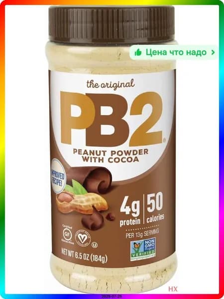 Ореховая паста порошковая PB2 с какао, веганская, без глютена, 13 г