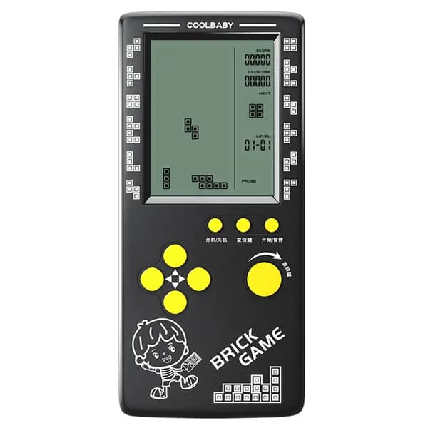 Портативная игровая консоль RS-100: удобная приставка для классической головоломки Тетрис с разноцветными блоками, создающая увлекательный процесс для