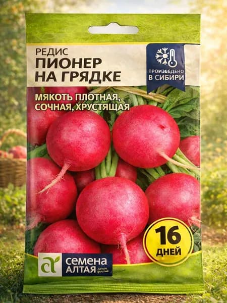 Семена Редис Пионер на Грядке (16 дней) /Семена Алтая/цп 1 гр.