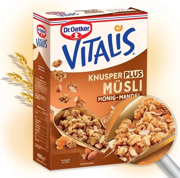 Dr. Oetker Vitalis Хрустящие мюсли с медом и миндалем 450 гр
