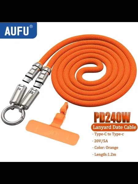 PD240W Type-C to Type-C кабель, оранжевый, 1.2м