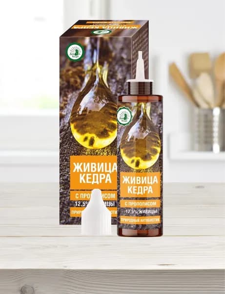 Живица кедра 12,5% с прополисом, 50 мл., Дом Кедра, Сделано в Сибири