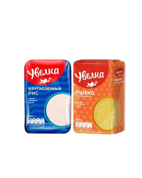 Рис круглозерный/Пшено Увелка, 2 шт по 800г