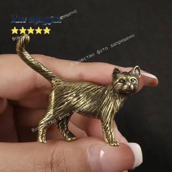Винтажная статуэтка котенка из латуни
