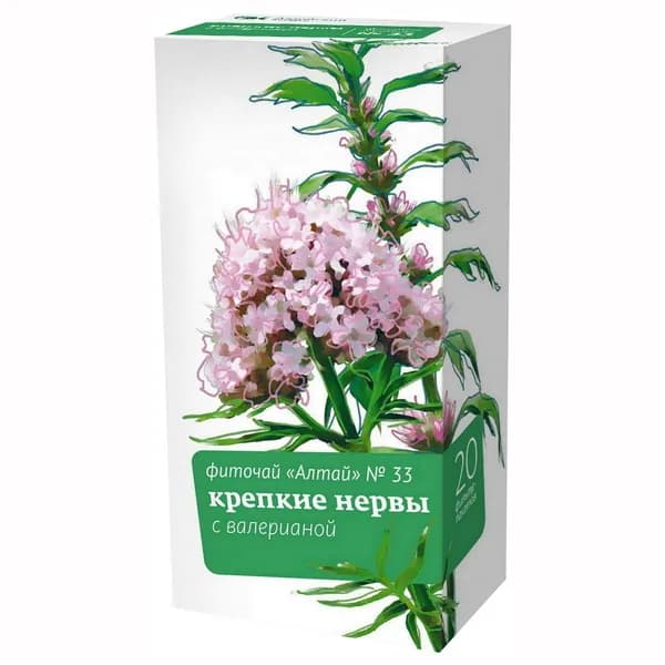 Фиточай №33 Крепкие нервы с валерианой, 20 пакетиков по 2г