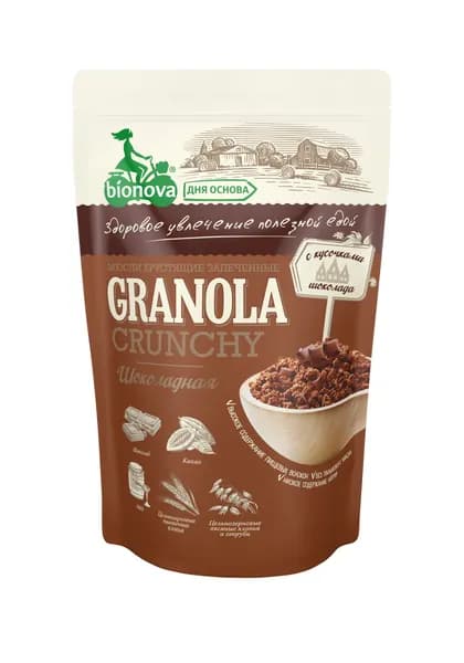 Гранола BIONOVA Мюсли Бионова Crunchy Шоколадные 400 гр