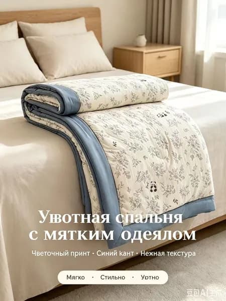 Одеяло Семейный 100x150 см, Летнее, с наполнителем Искусственный пух, комплект из 1 шт