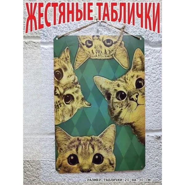 коты, постер на стену, табличка металлическая