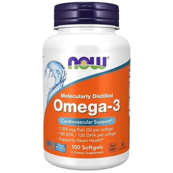 NOW Foods США, Омега-3 рыбий жир (180 ЭПК, 120 ДГК), 100 капсул Omega-3