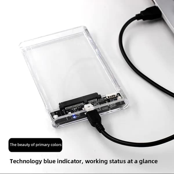 Прозрачный корпус для 2,5" HDD USB 2.0 со слайдерной крышкой